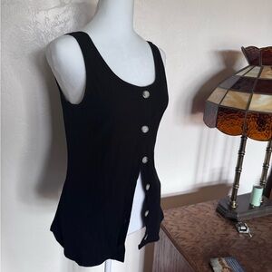 Black Button-Front Women's Top